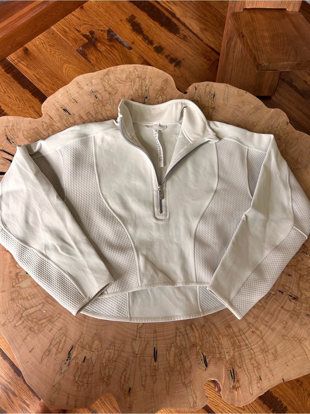 Lululemon Cream Half-Zip Textured Pullover womens small